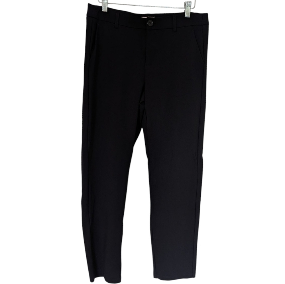 Esqualo Trouser Pants Women Medium Black Straight Leg Stretch - Picture 2 of 12